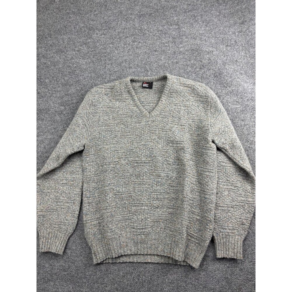 Vintage Robert‎ Bruce Sweater Mens Large Gray V Neck Made in USA Speckled 90s